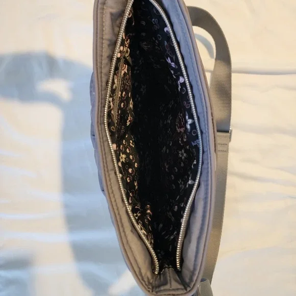 Vera Bradley Crossbody Bag Quilted Triple Zip Gray Shoulder Purse - Picture 9 of 11